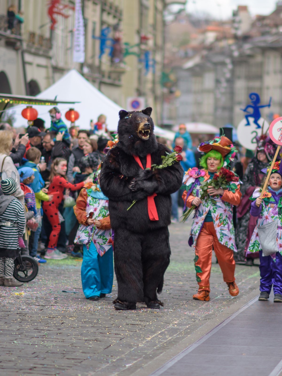 Costumes at Swiss carnivals: The iconic bear at the Bern carnival