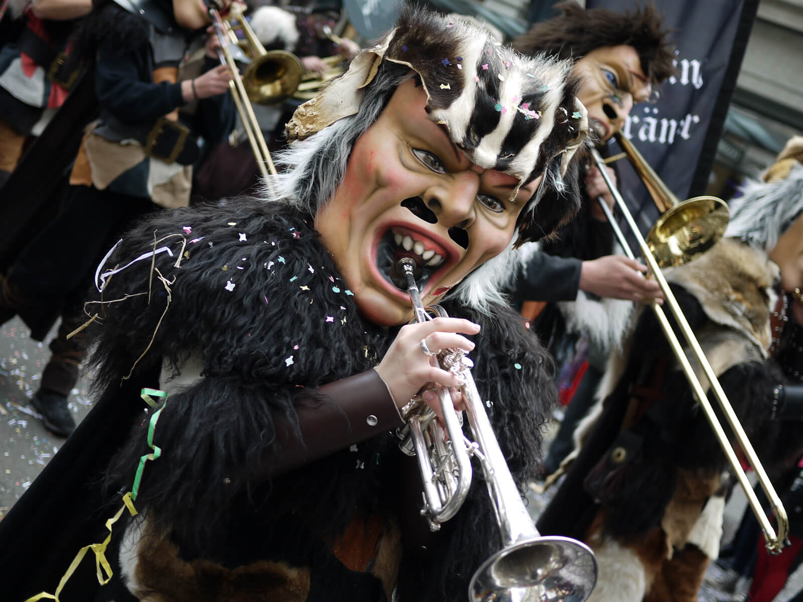 Switzerland Carnival Traditions - Guggenmusik Brass Band at the Zürich Carnival