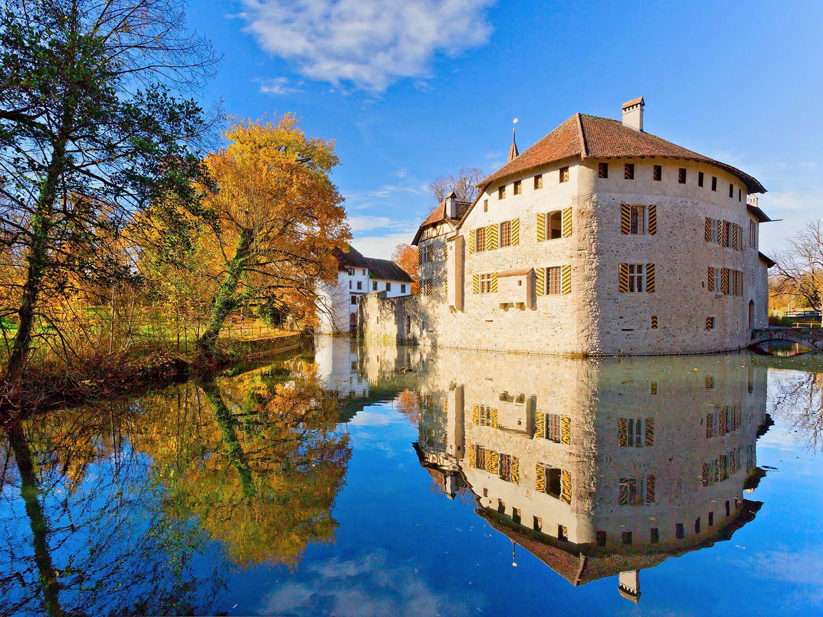 Hallwyl Castle with Autumn Foliage