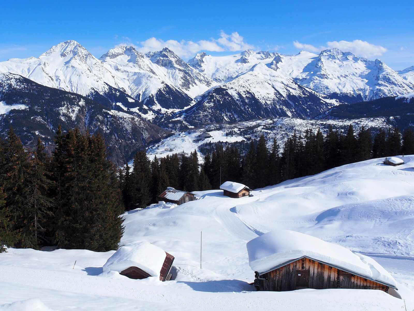 View of the Disentis Ski Resort in March 2021