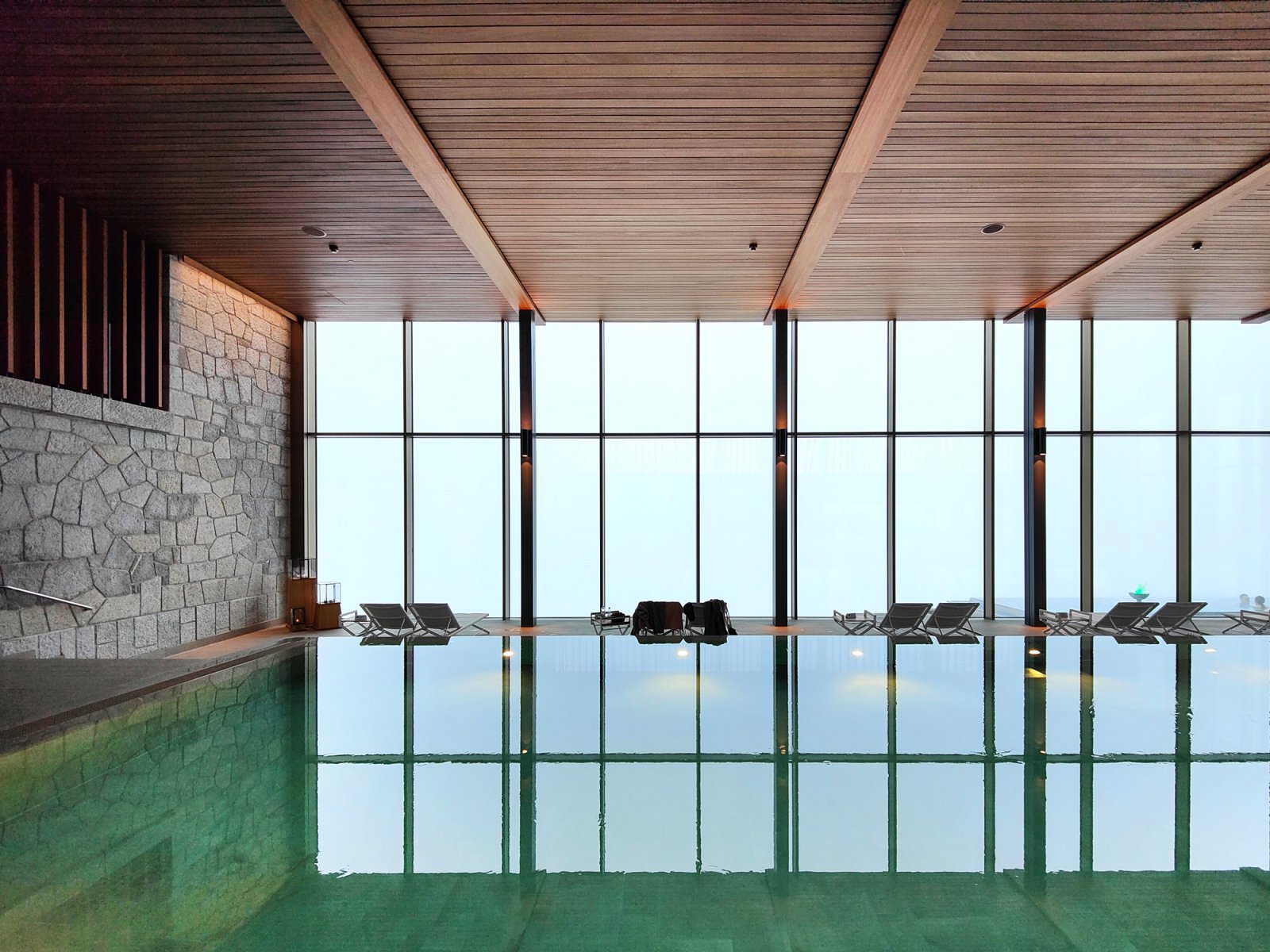 Bürgenstock Alpine Spa on a foggy day