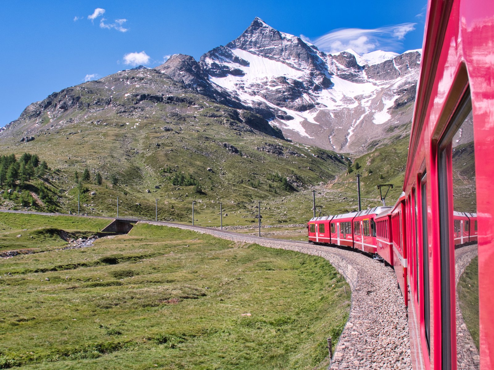 Bernina Line Railway with Glacier Views