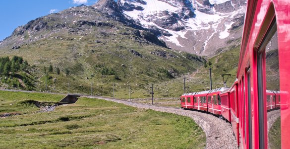 Bernina Line Railway with Glacier Views