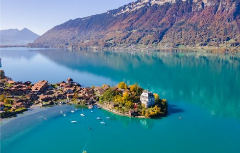 Charming Swiss Town of Iseltwald at Lake Brienz