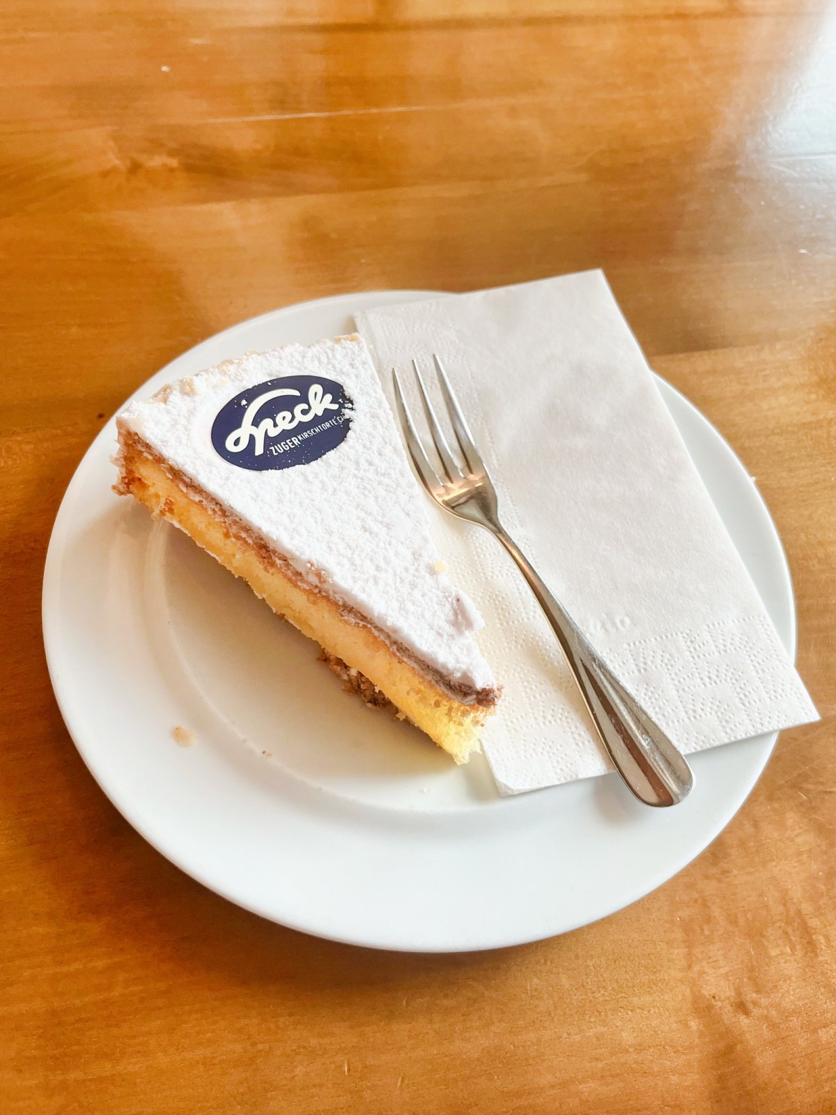 A slice of Zuger Kirschtorte at Café Speck