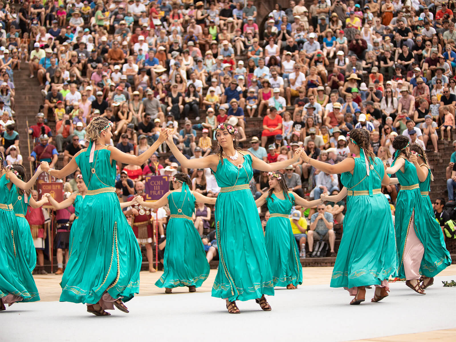 Roman women dancing at the Roman Festival Augusta Raurica