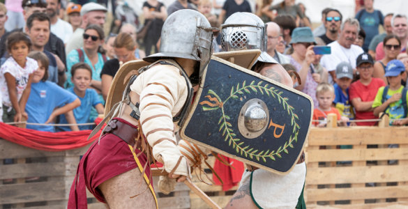 Roman gladiators fighting at the Roman Festival Augusta Raurica