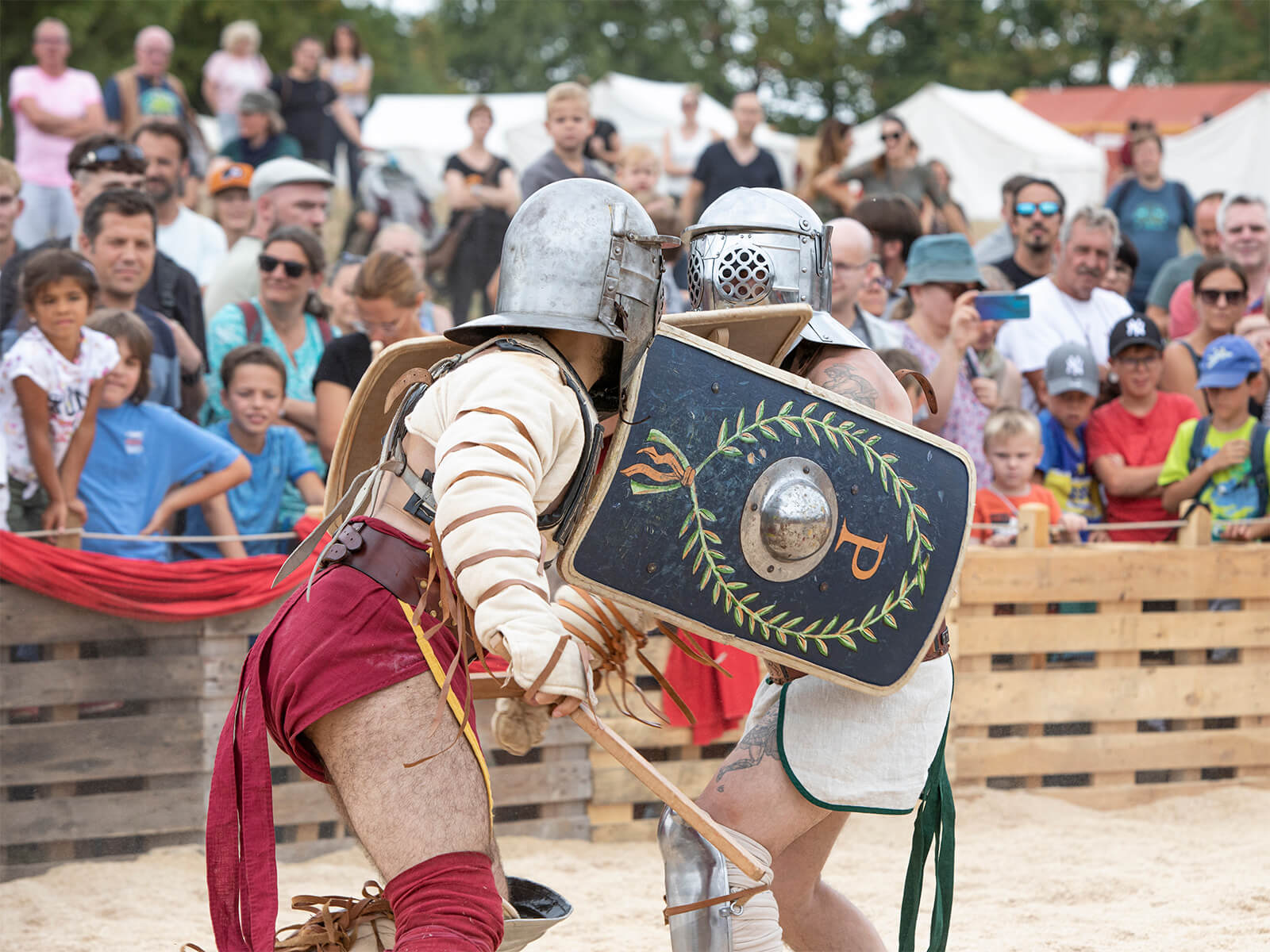 Roman gladiators fighting at the Roman Festival Augusta Raurica