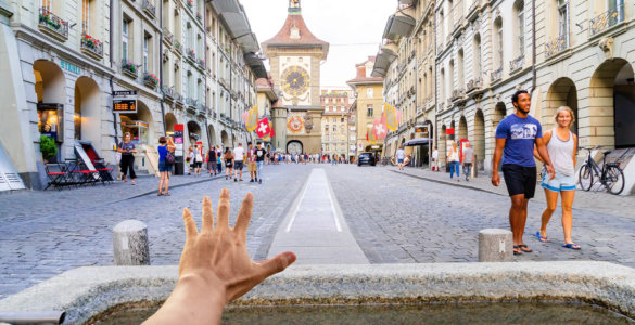 Fountain Dipping in Switzerland - Swimming in a Fountain in Bern