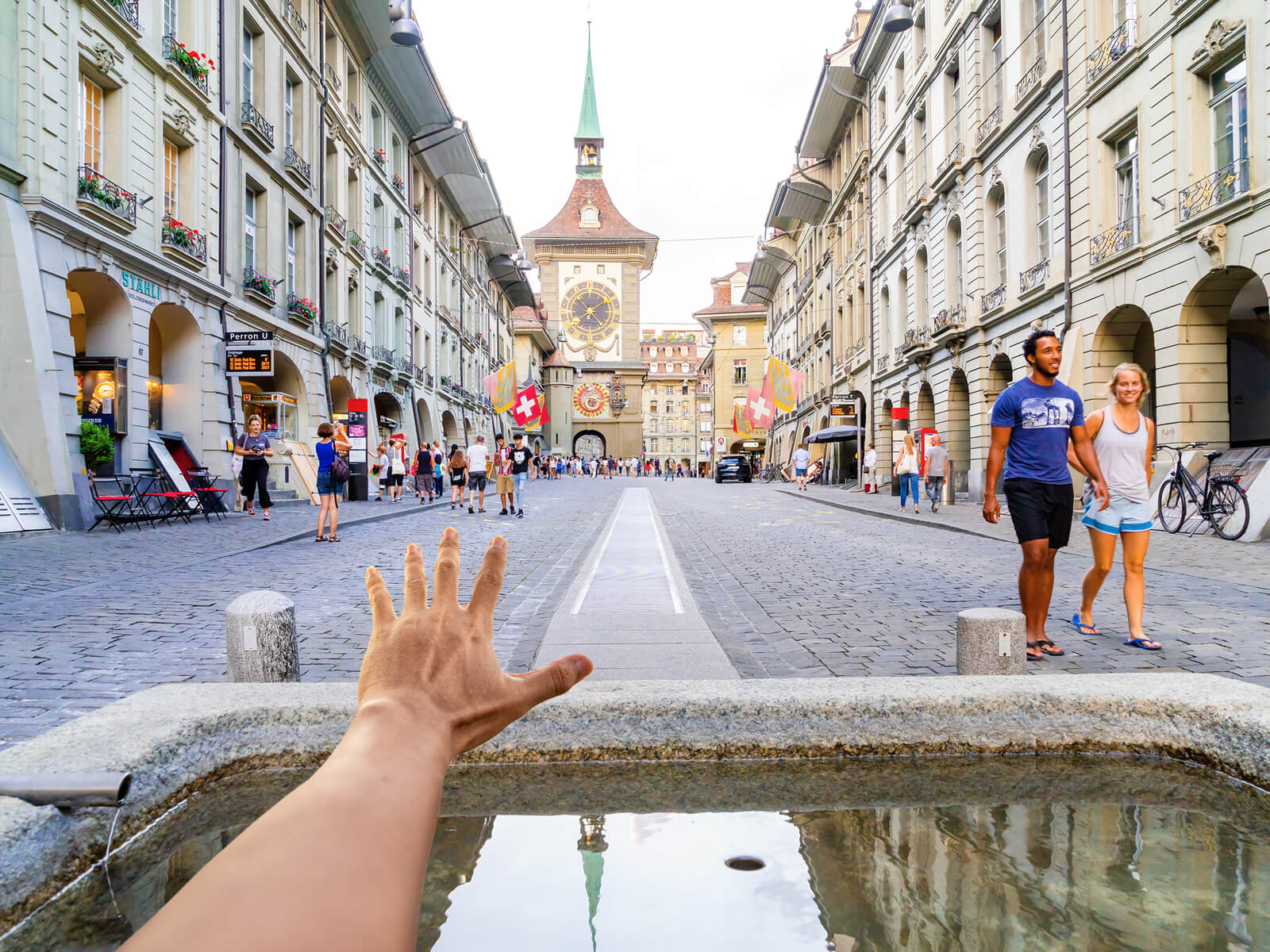 Fountain Dipping in Switzerland - Swimming in a Fountain in Bern