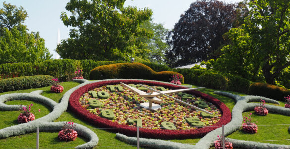 Time in Geneva - L'Horloge Fleurie Flower Clock in Geneva, Switzerland