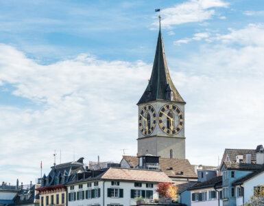 Zurich Switzerland Time - Europe's Largest Clockface at St. Peters Church in Zurich