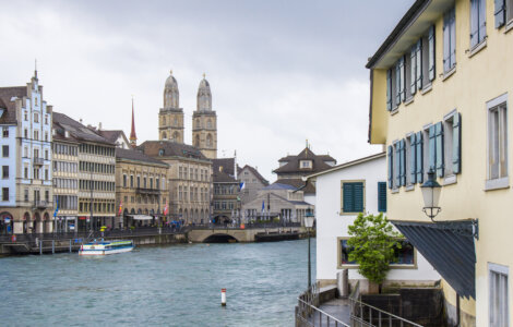 Zurich Old Town with Limmat River and Grossmünster