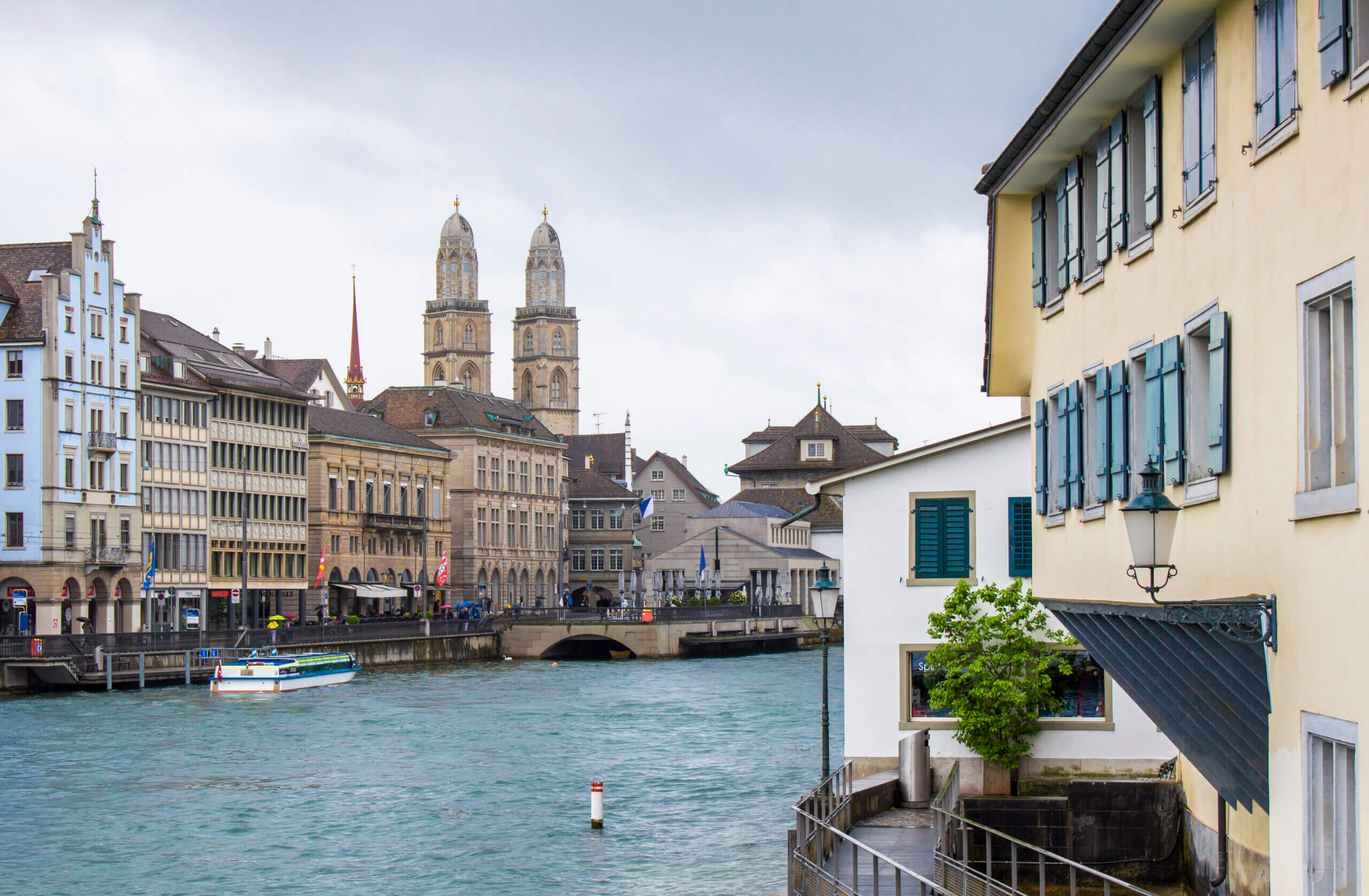 Zurich Old Town with Limmat River and Grossmünster
