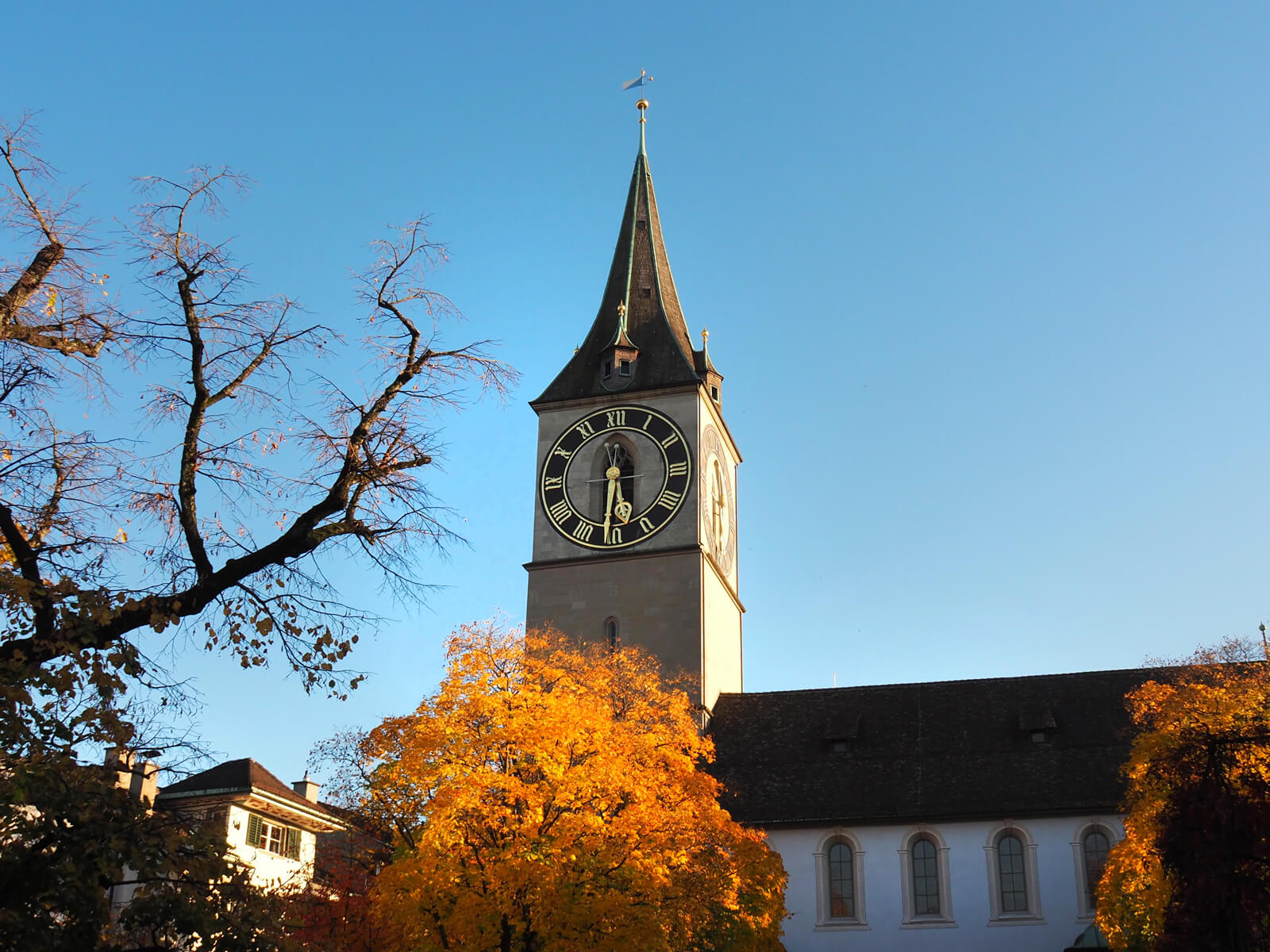 St. Peter's Church in Zurich at Sunset