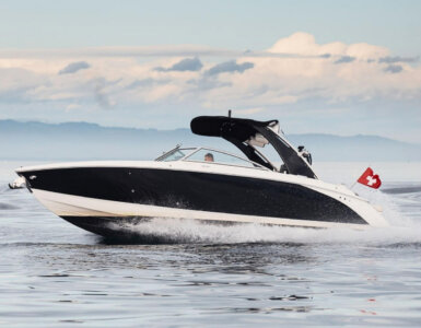 Genevaboats - Motor Boat speeding across Lake Geneva