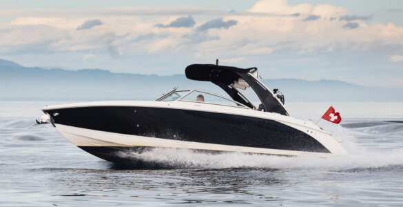 Genevaboats - Motor Boat speeding across Lake Geneva